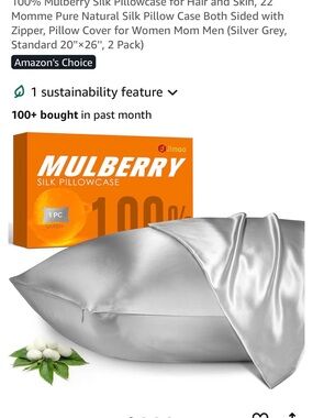 NWT Mulberry Silk Pillowcase 2 pack, standard size in Grey